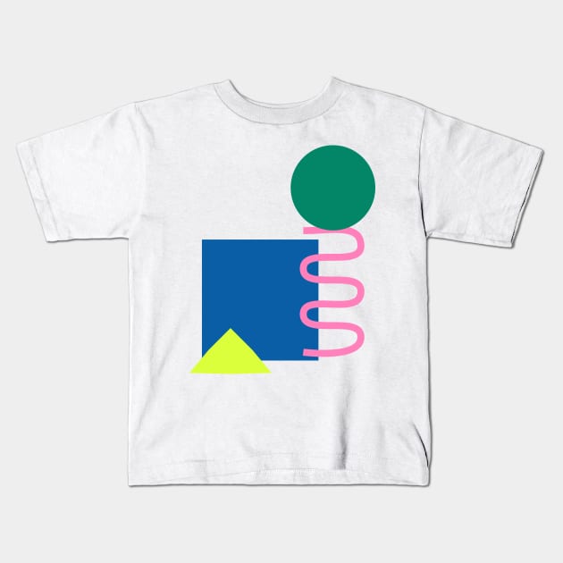 Bright Whimsical Simple Shape Pattern Kids T-Shirt by ApricotBirch